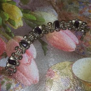 Book Link Metal Purple Amethyst Bracelet